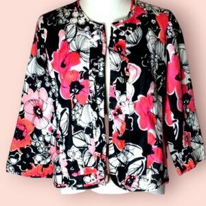 Kim Rogers Black and Red Floral Blazer